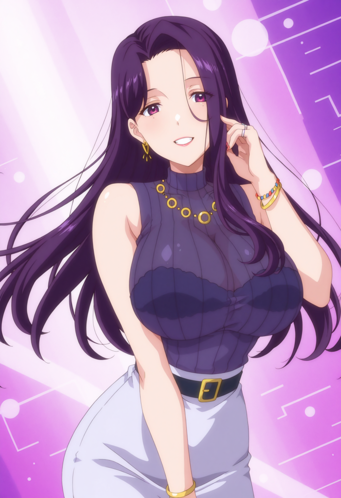 Arisa Hidaka 日高 アリサ | Kan'ochi x Netorare Kazoku 完堕ちx寝取られ家族 | エロゲーム, hidakaarisa, purple eyes, purple hair, long hair, mole under eye, big breasts,,,, anime-H