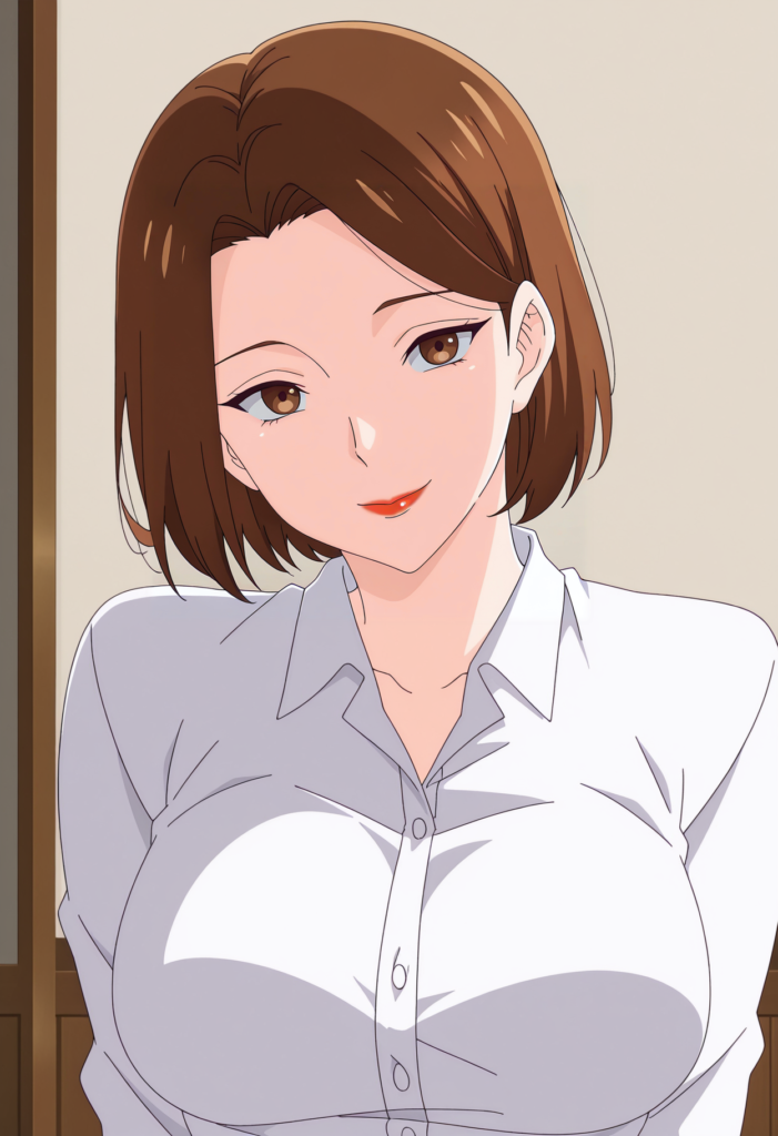 Yui Koriyama-Hitozuma no Kuchibiru wa Kan Chuuhai no Aji ga Shite-IL, mm,mature female,short hair,brown hair,brown eyes,lipstick,anime coloring, white shirt,collared shirt,green skirt,lace-trimmed skirt,wristwatch,black footwear, cleavage,mole on breast,white shirt,collared shirt,lace-trimmed bra,green skirt,lace-trimmed skirt,wristwatch, blue Jacket,ribbed shirt,blue shirt,white skirt,pencil skirt, anime-H