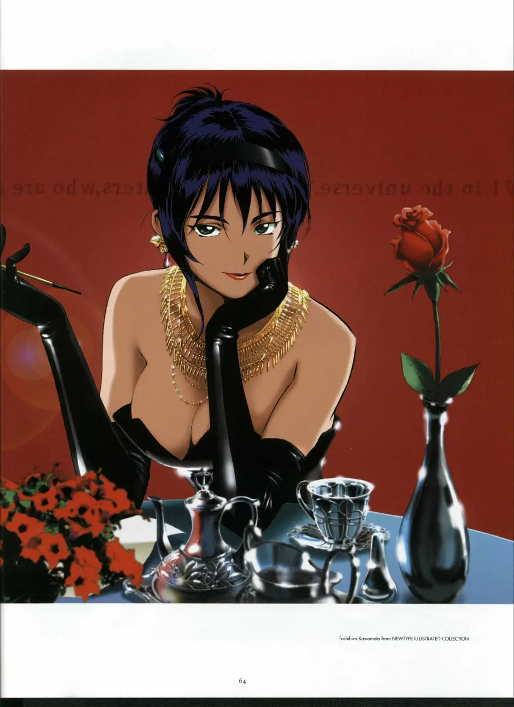 faye valentine, green hair, black hair, cleavage, navel, Obasan más atractivas