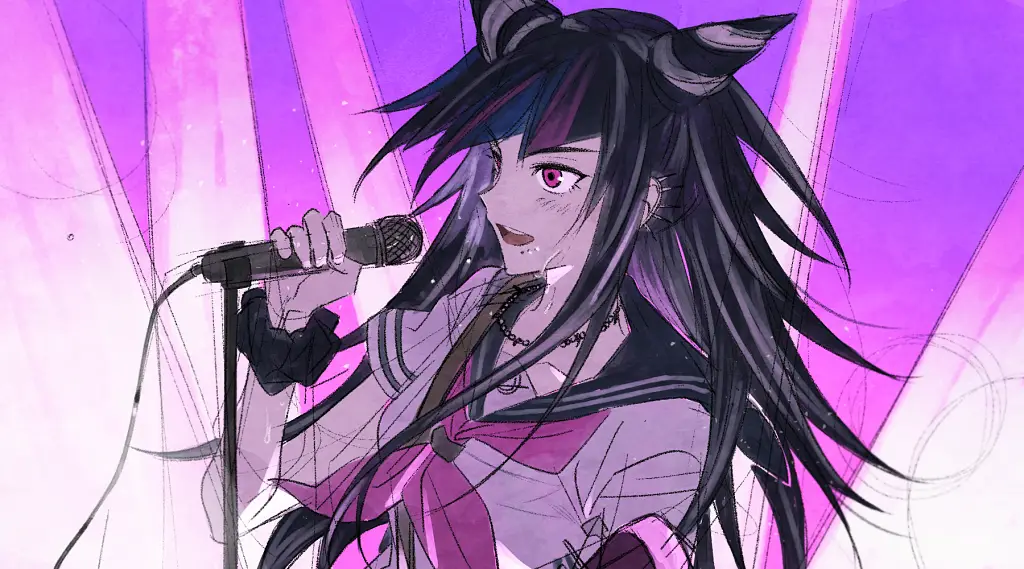 <lora:ibuki-mioda-s2-ponyxl-lora-nochekaiser:1>, ibuki mioda, black hair, blue hair, hair horns, ear piercing, lip piercing, long hair, multicolored hair, pink eyes, pink hair, white hair, Waifus más Calientes del Rock