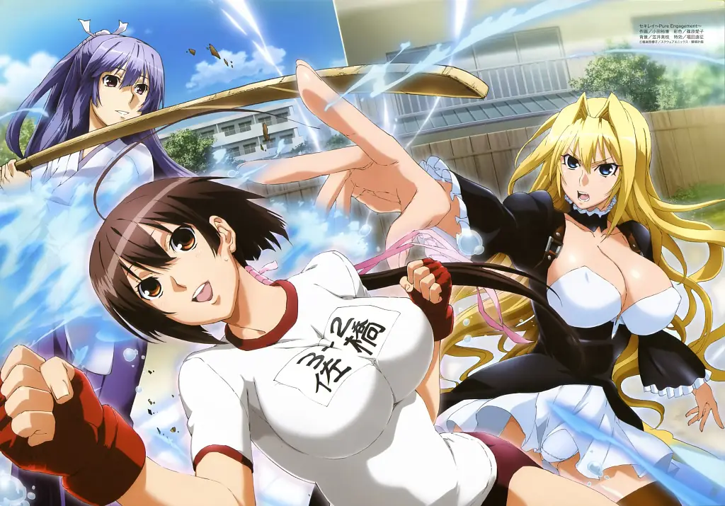 1girl solo, breasts, Masterpiece, Brown eyes, Brown hair,short hair,Musubi_(sekirei), Ecchi de Batalla