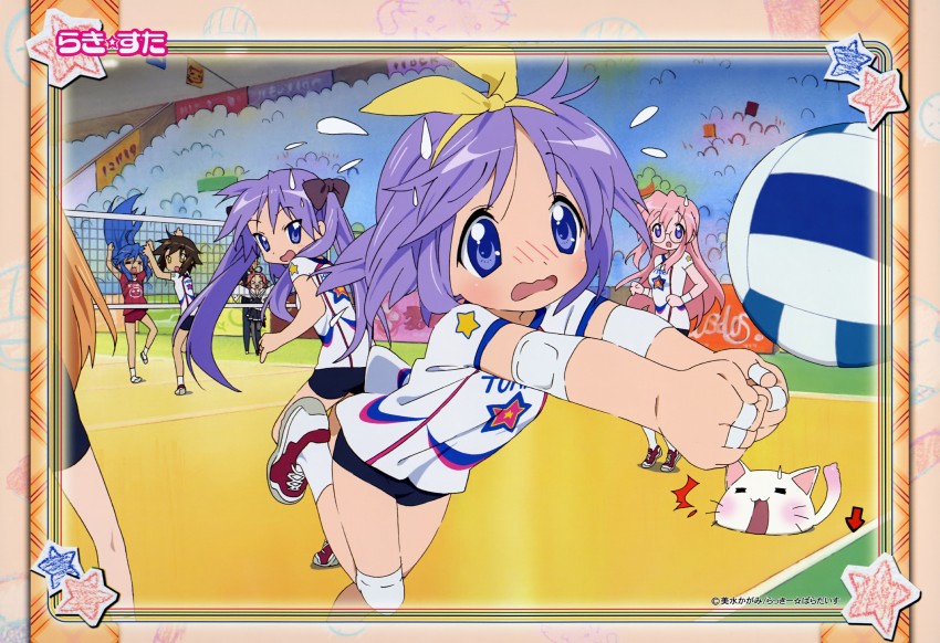 tsukasa hiiragi, short hair, blue eyes, purple hair, hair ribbon, yellow ribbon, Tsukasa Hiiragi (柊つかさ) - Lucky Star (Lucky☆Star) (らき☆すた), Onee-san más Cariñosas