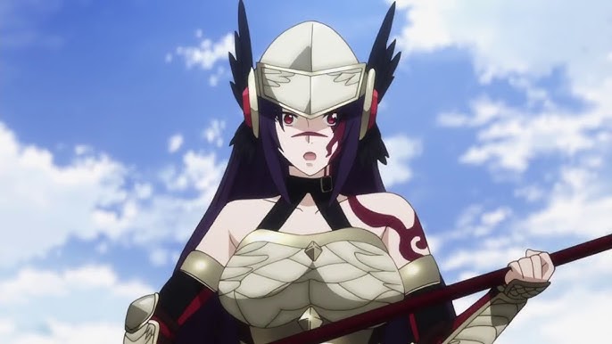 Waifus con Diseños de Combate más Sexys, Aishela (アイシェラ) - Record of Grancrest War (Grancrest Senki) (グランクレスト戦記) - COMMISSION, aishela, long hair, purple hair, red eyes, tattoo, scar, scar on face, parted bangs, mature female, large breasts, anime screencap