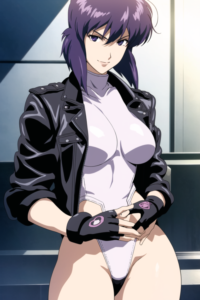 Motoko Kusanagi | Ghost in the Shell: Stand Alone Complex, motoko_kusanagi, leotard, open jacket, fingerless gloves, ghostalone