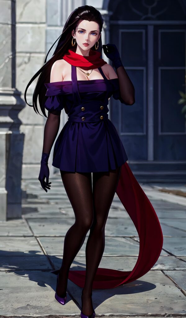 LisaLisa, mature female milf black hair long hair lipstick makeup earring nailfingers blue|purple eyes