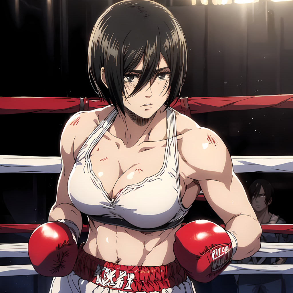 Mikasa Ackerman (AOT) (Season 4), Mikasa (AOT), White Shirt, Black Pants, Short Hair, Black Hair, Gray Eyes, Waifus con una Belleza Elegante