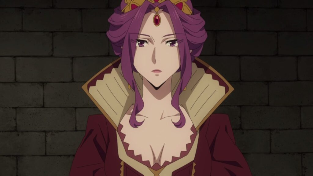 mirelia_q_melromarc, mature female, sidelocks, earrings, purple hair, purple eyes, crown,, purple dress, puffy sleeves, juliet sleeves, high collar, [Illustrious / Pony] Mirellia Q. Melromarc | The Rising of the Shield Hero Character, Waifus con una Belleza Elegante