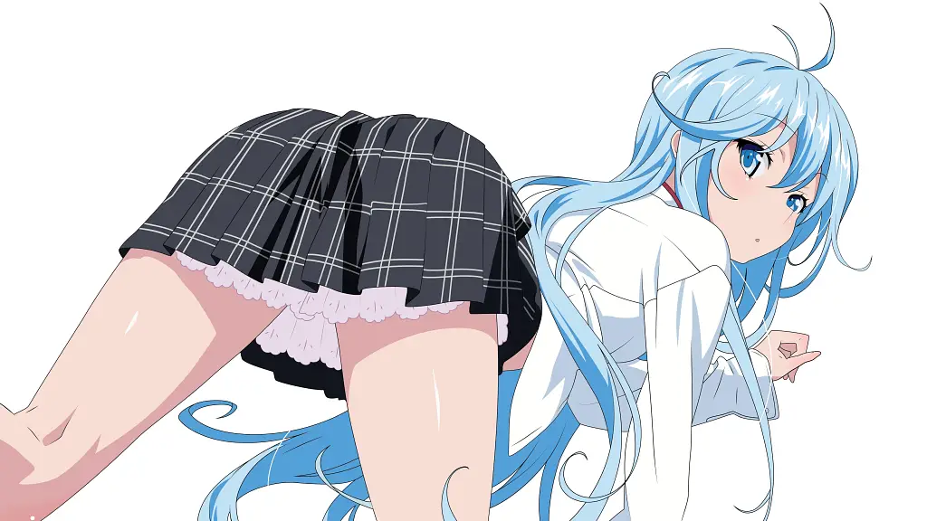 erio touwa, long hair, blue eyes, very long hair, blue hair, ahoge, antenna hair, mature female, small breasts, anime screencap, ojos más cautivadores del anime
